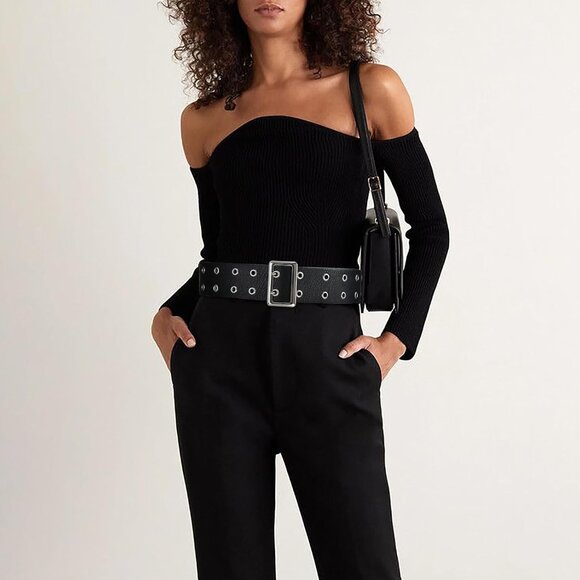 Women Leather Wide Fashion Thick Dress Belt With Gold Buckle Belt Black Punk - Picture 6 of 6